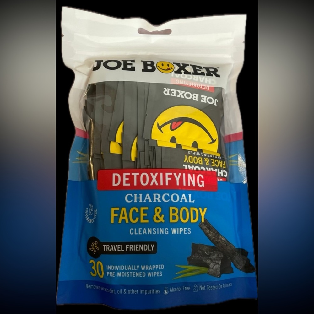 Detoxifying Charcoal Face & Body Cleansing Wipes 30 Ct - Joe Boxer